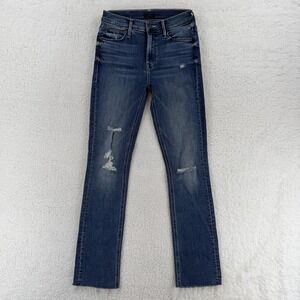 Mother Mid Rise Dazzler Ankle Fray Jeans Womens 25 Distressed Weekend Warrior‎